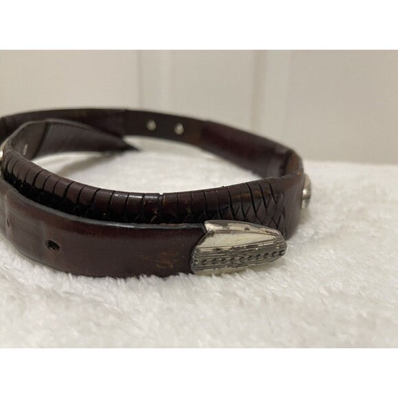 Brighton Mens Leather Braided Belt Size 48 Brown - Picture 5 of 10